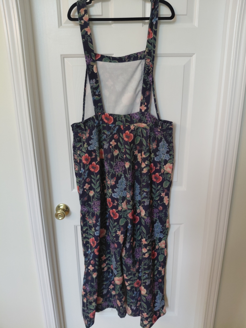 Cider Floral Navy Pinafore Jumpsuit with Pink & Green Flowers - Picture 5 of 9